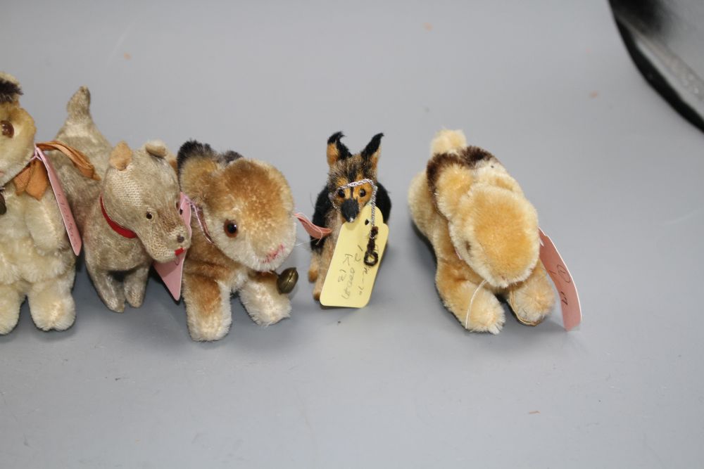 Ten assorted vintage soft toy animals including Steiff